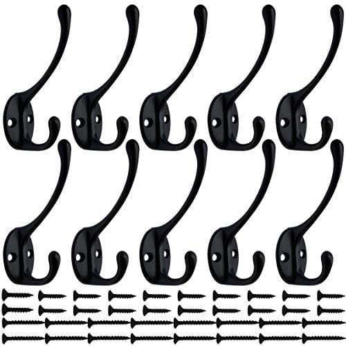 Black Scarf 10 Pack Heavy Duty Dual Coat Hooks Wall Mounted with 40 Screws Retro Double Hooks Utility Black No Rust Hooks for Coat Hat Key Bag Cup Towel Cap Black Scarf 10 Pack Heavy Duty Dual Coat Hooks Wall Mounted with 40 Screws Retro Double Hooks Utility Black No Rust Hooks for Coat Hat Key Bag Cup Towel Cap